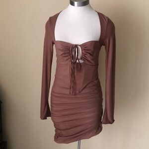 Oh Polly keyhole assymetrical corseted dress